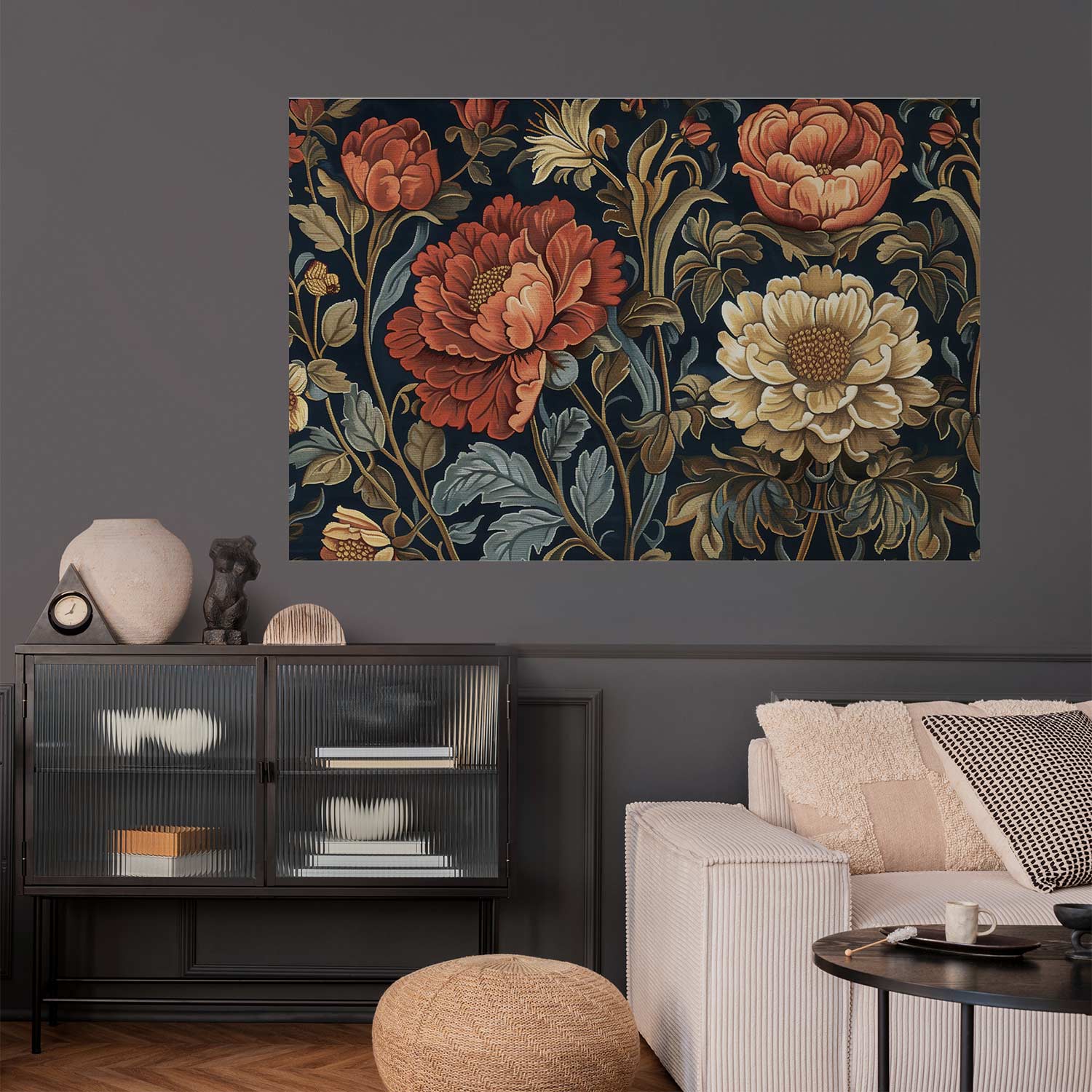 Retro Floral Tapestry Poster