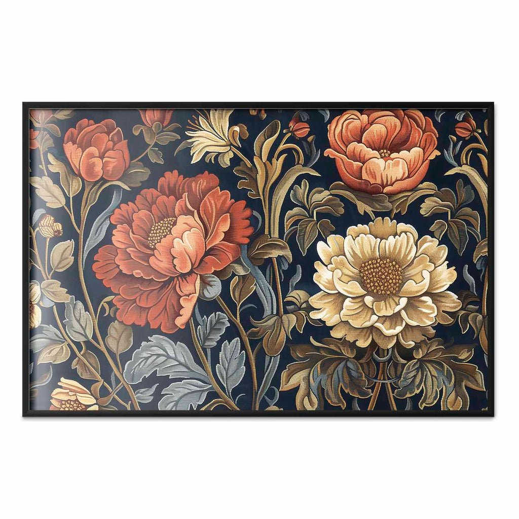 Retro Floral Tapestry Poster