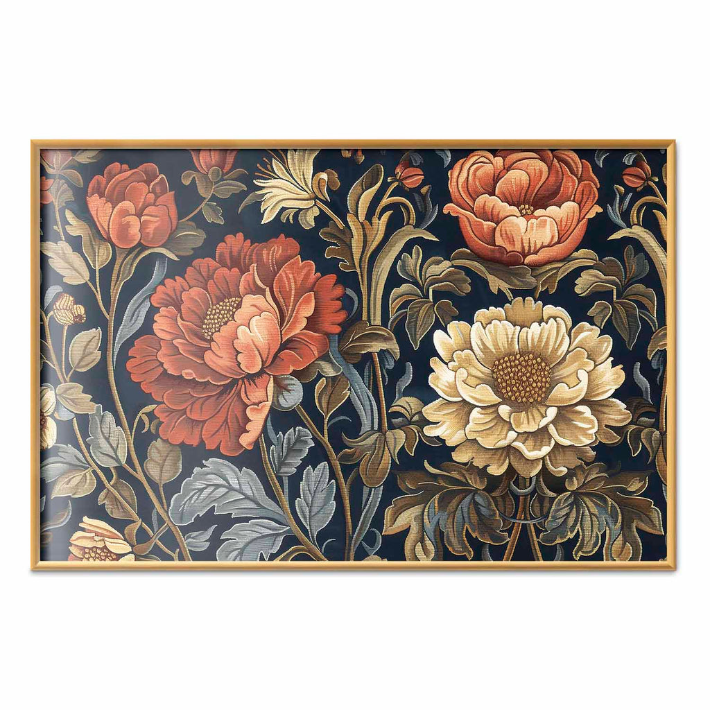 Retro Floral Tapestry Poster