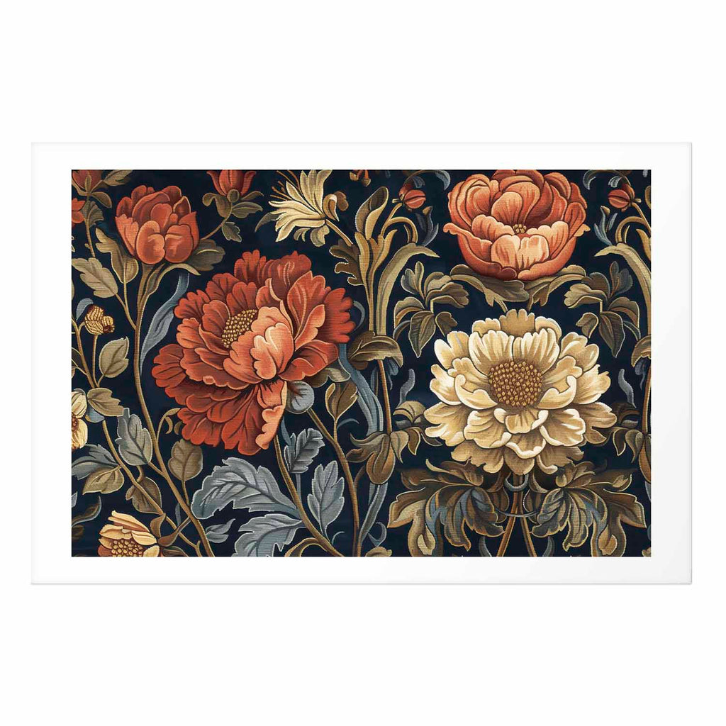 Retro Floral Tapestry Poster