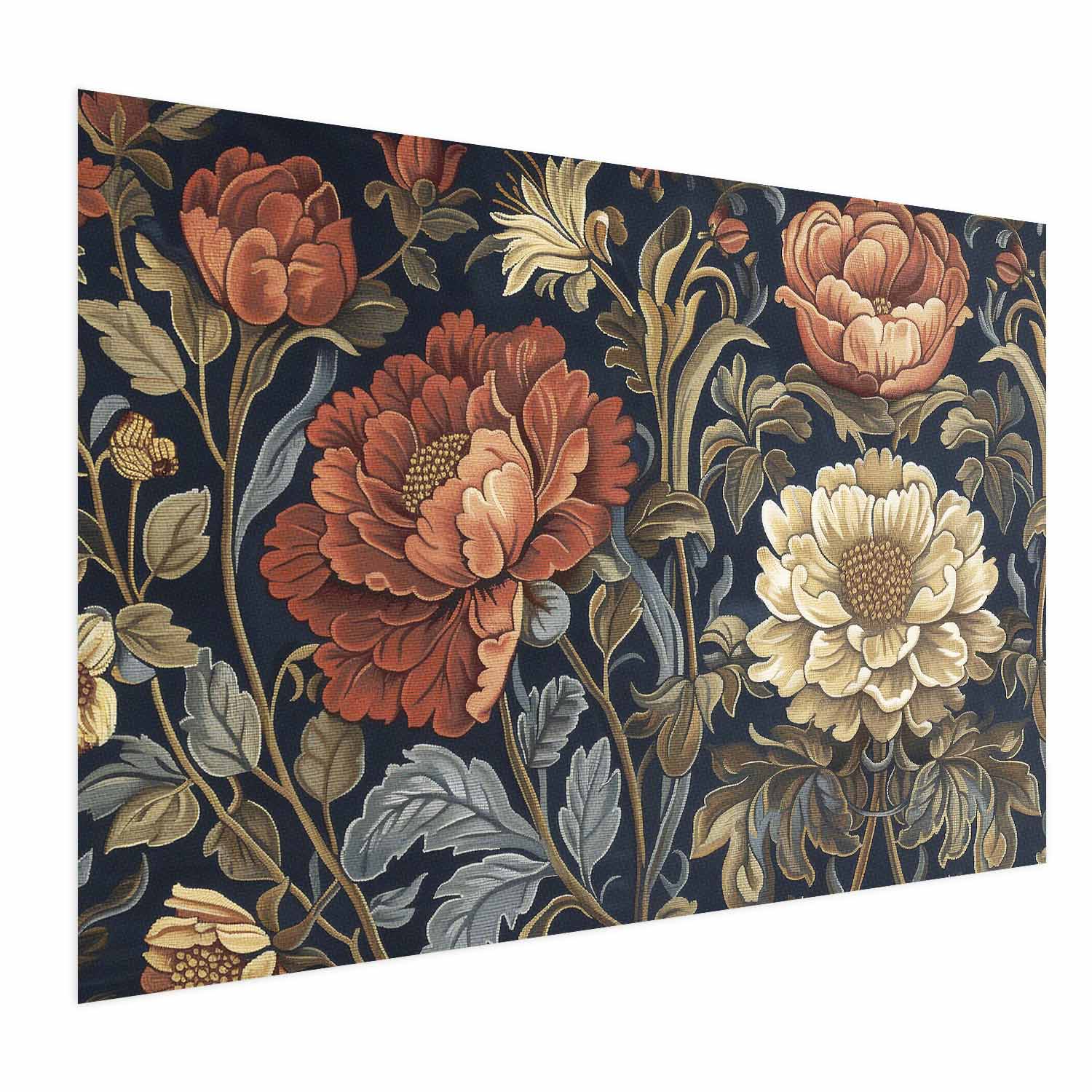 Retro Floral Tapestry Poster