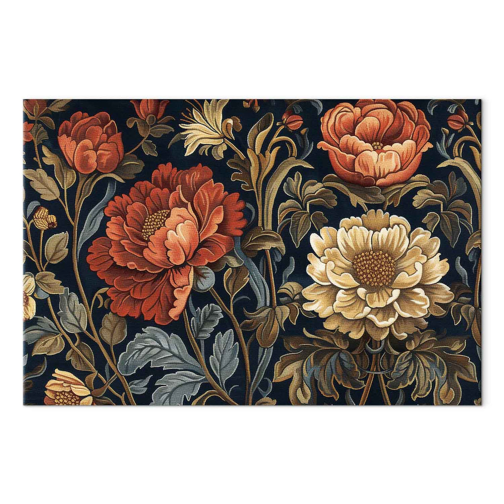Kilim Retro Floral Large Flowers Canvas Print