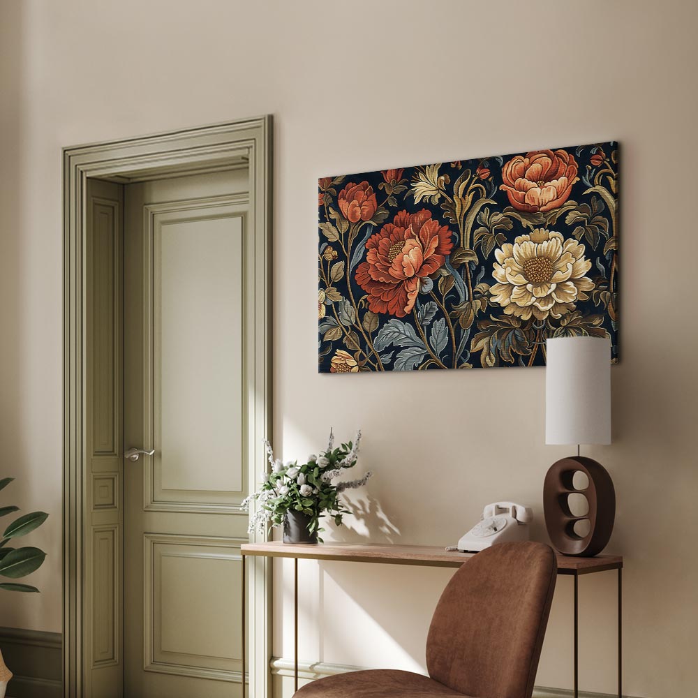 Canvas Print Kilim Style Floral Tapestry