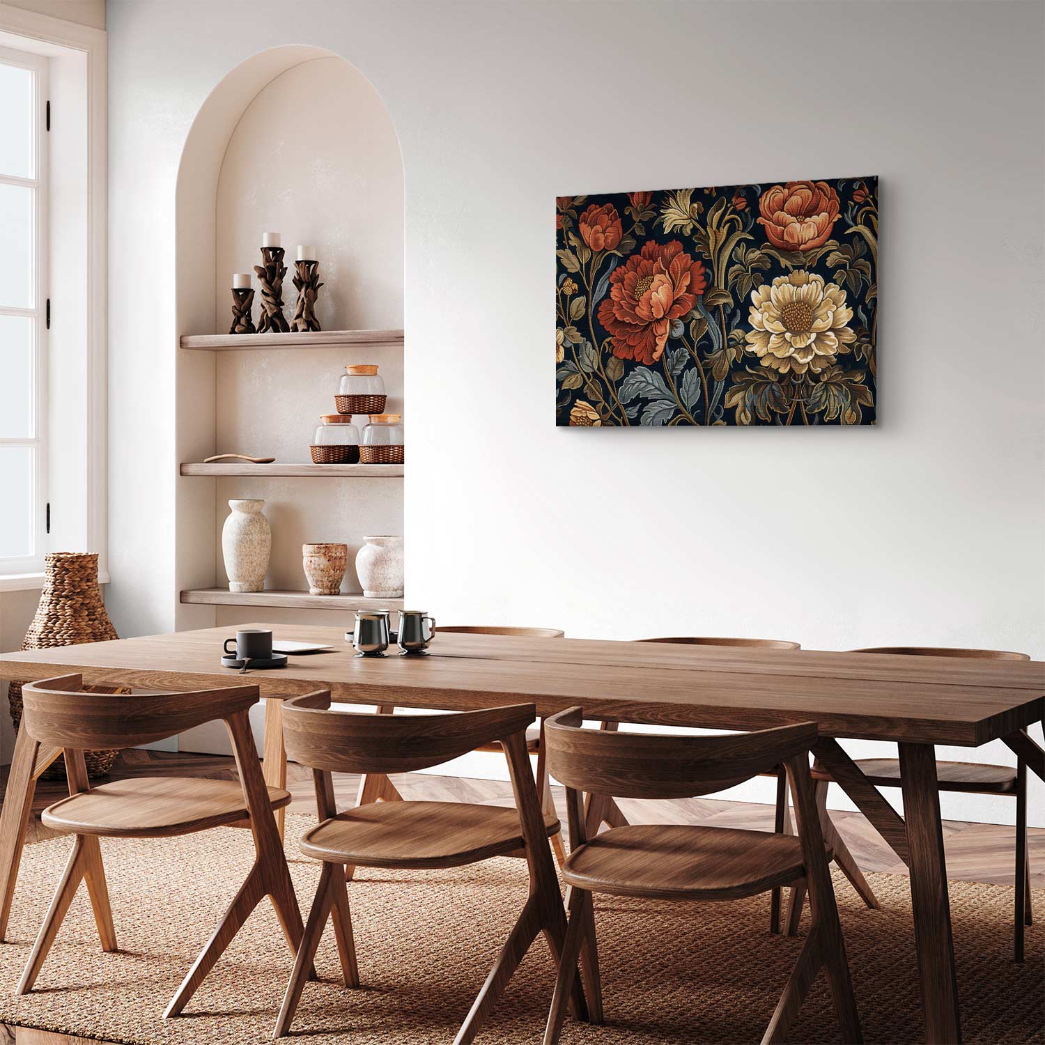 Kilim Retro Floral Large Flowers Canvas Print