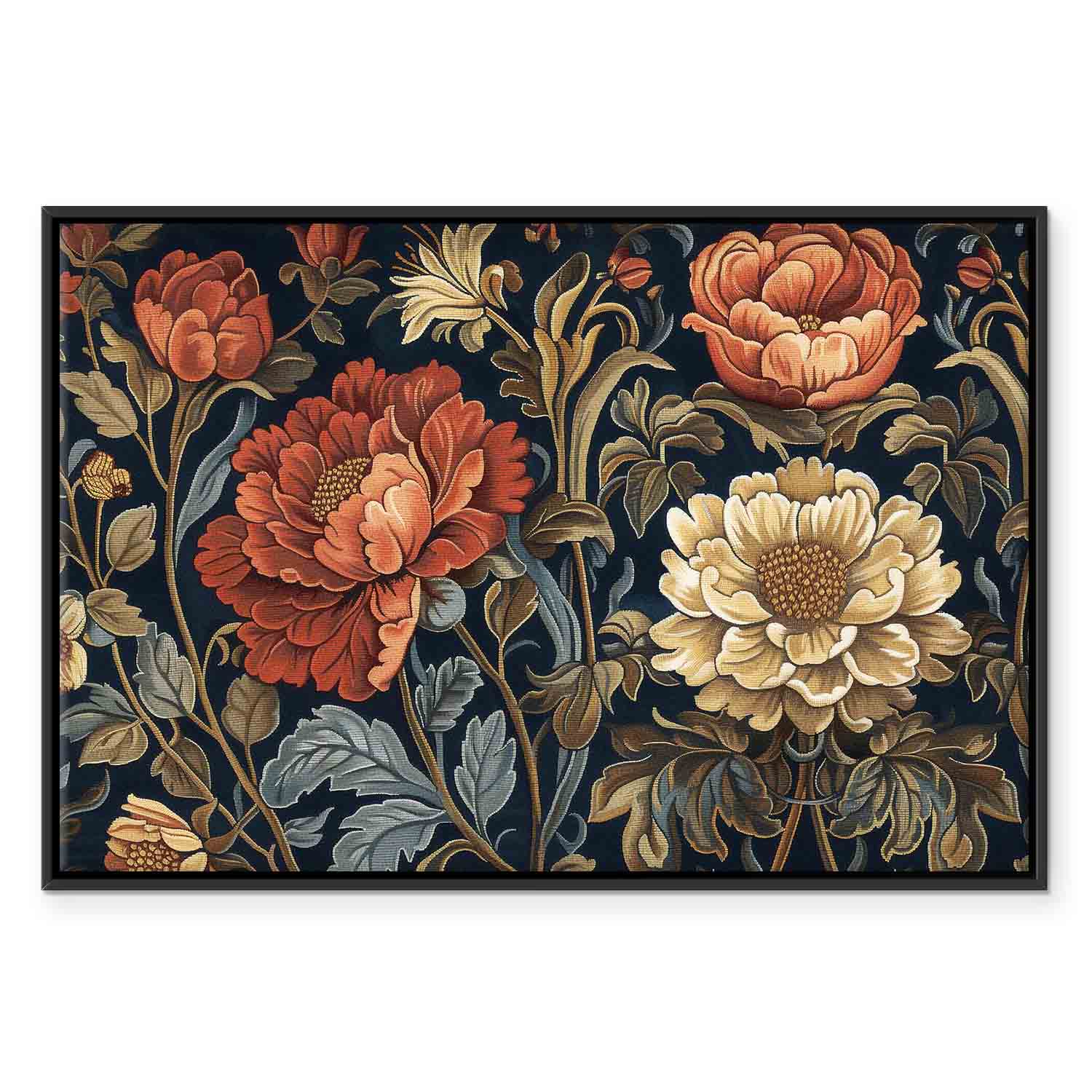 Kilim Retro Floral Large Flowers Canvas Print