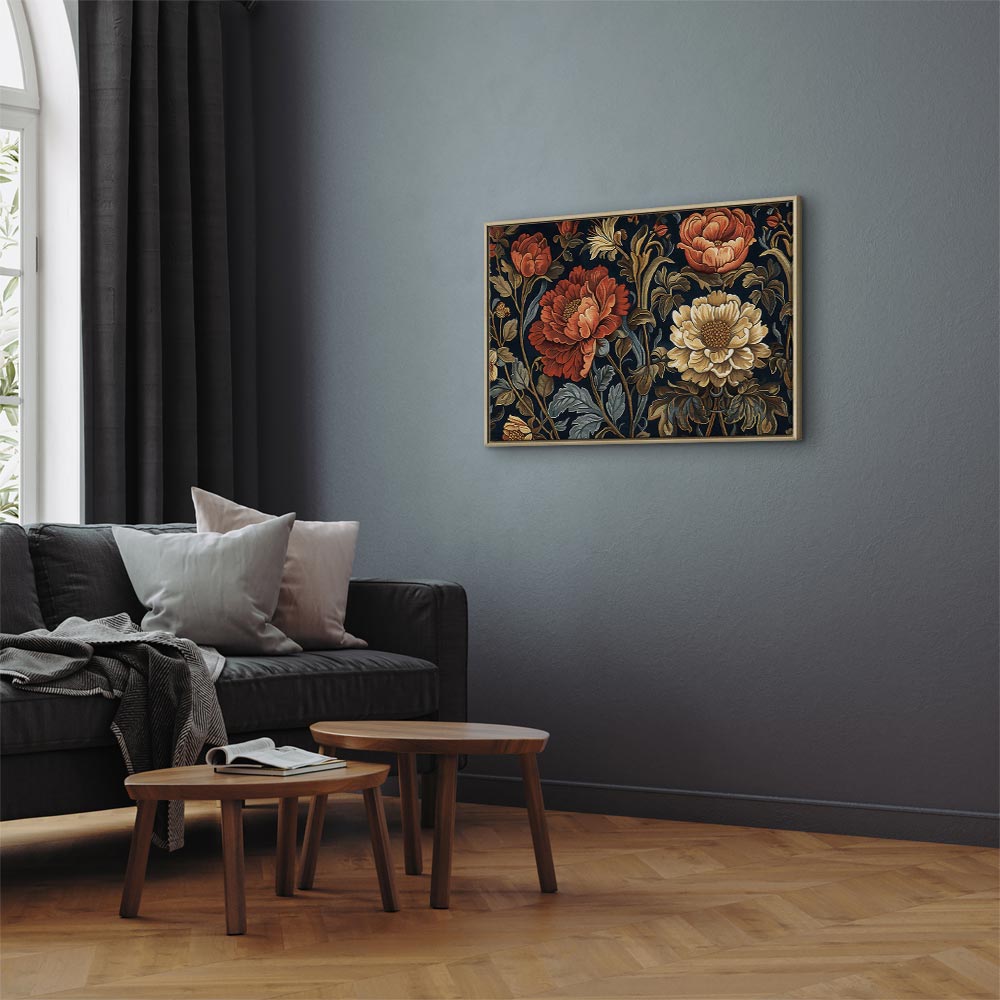 Canvas Print Kilim Style Floral Tapestry