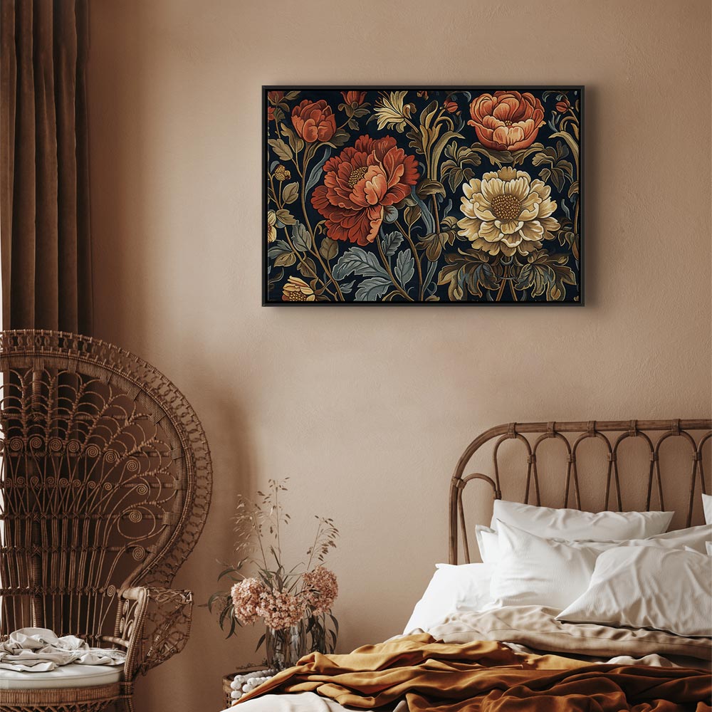 Canvas Print Kilim Style Floral Tapestry
