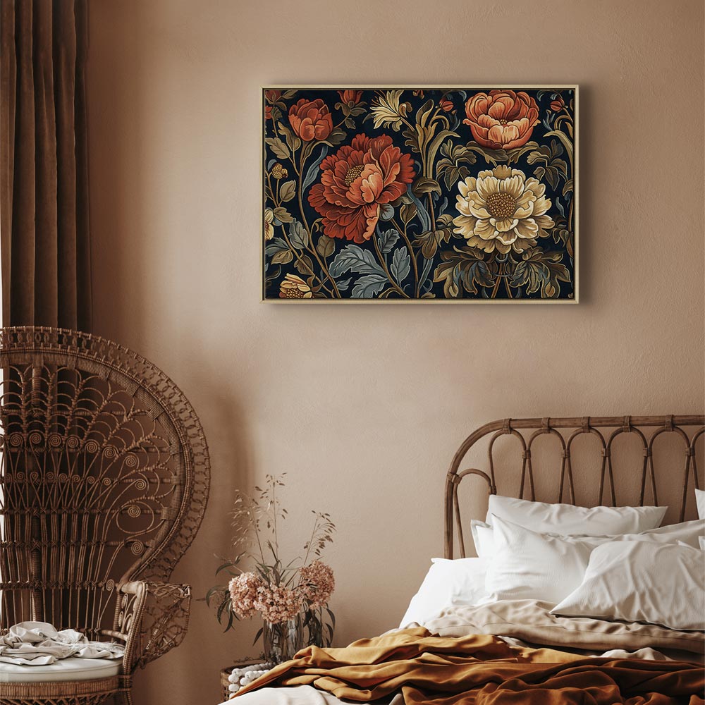 Canvas Print Kilim Style Floral Tapestry