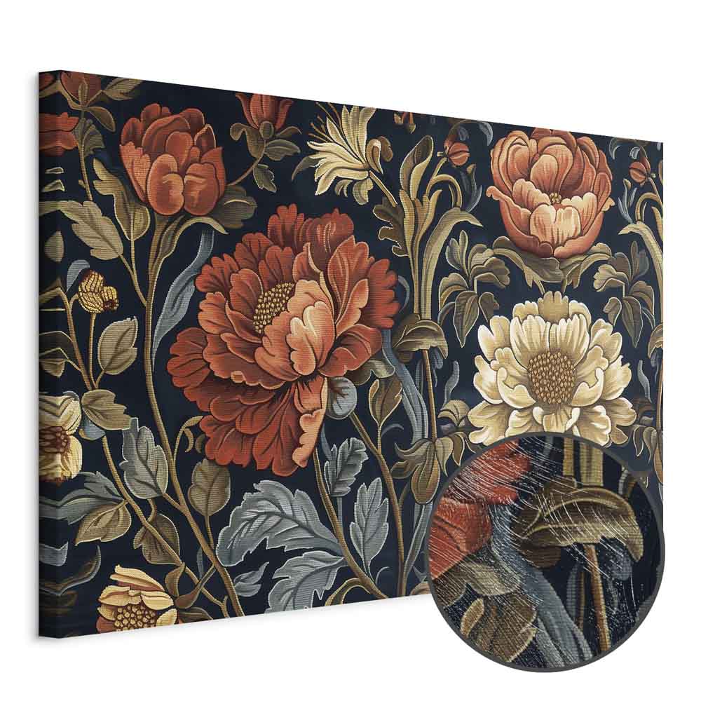 Kilim Retro Floral Large Flowers Canvas Print