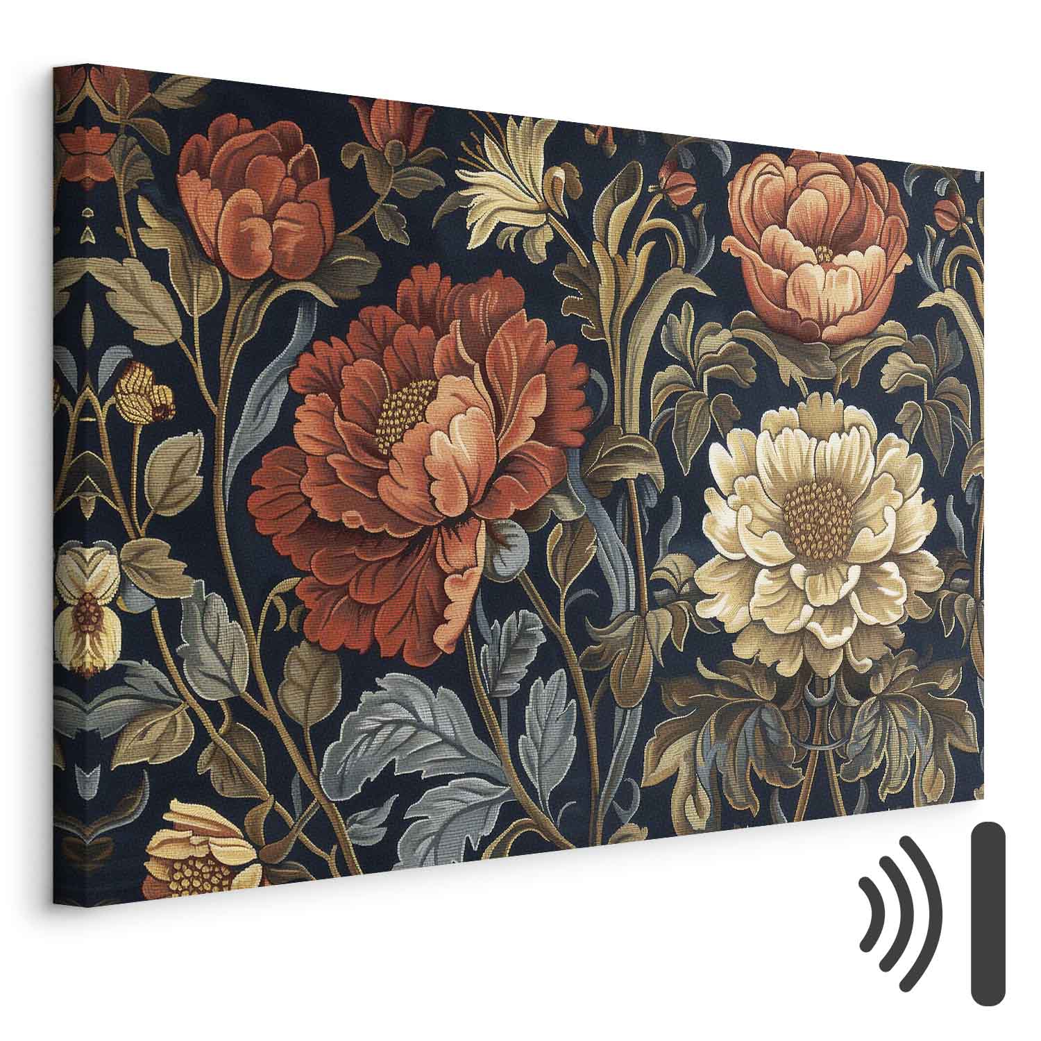 Kilim Retro Floral Large Flowers Canvas Print