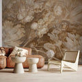 Sepia Baroque Floral Ornaments Wall Mural