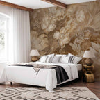 Sepia Baroque Floral Ornaments Wall Mural