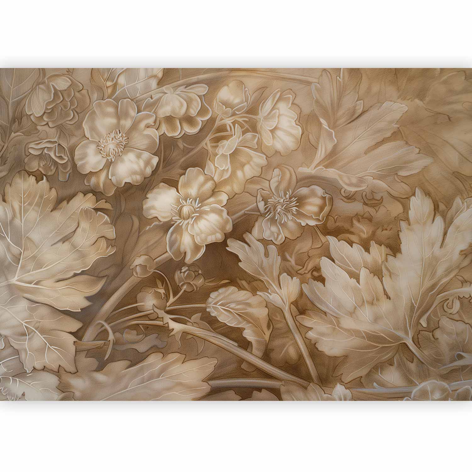 Wall Mural Floral Ornaments in Sepia Brown Shades
