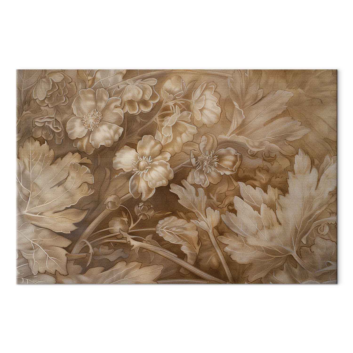 Sepia Baroque Floral Ornament Canvas Print