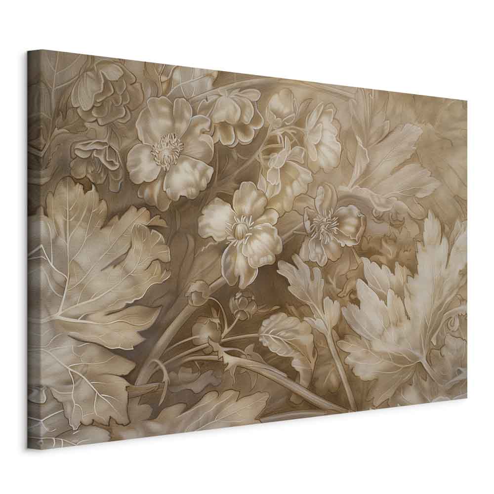 Canvas Print - Floral Ornaments in Sepia Brown Shades