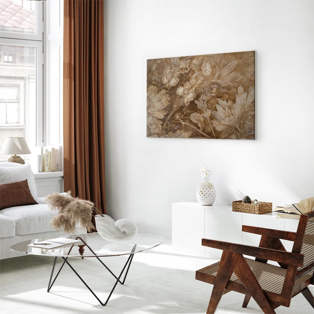 Canvas Print - Floral Ornaments in Sepia Brown Shades