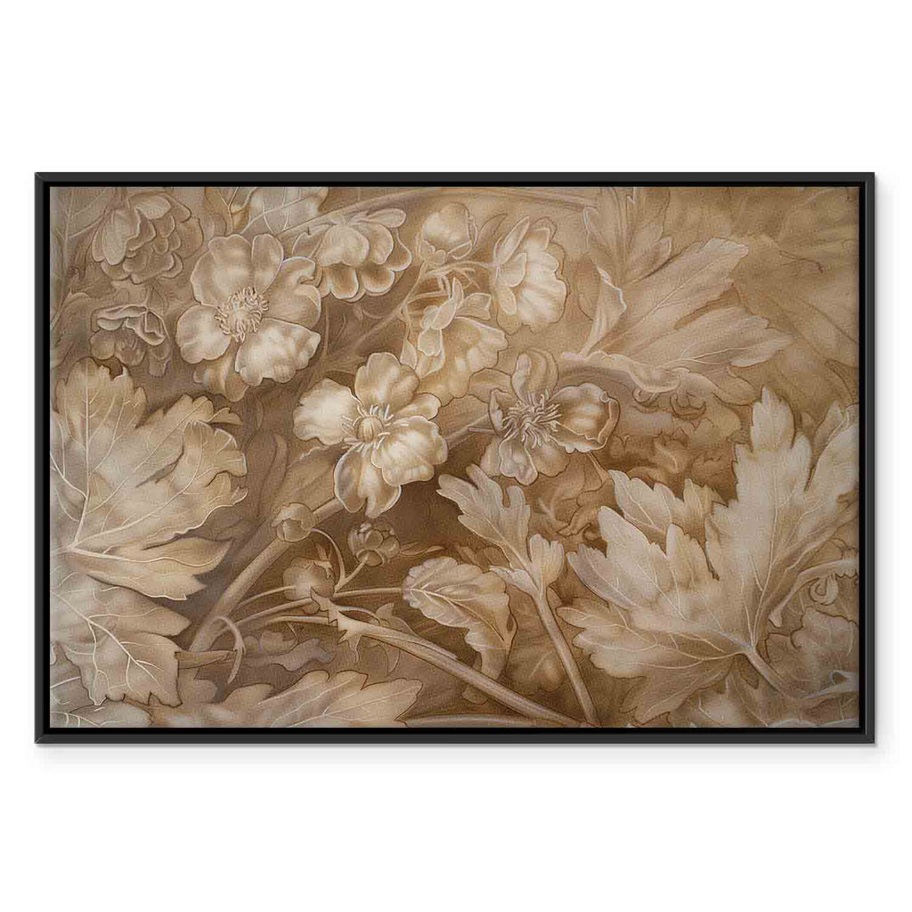 Sepia Baroque Floral Ornament Canvas Print