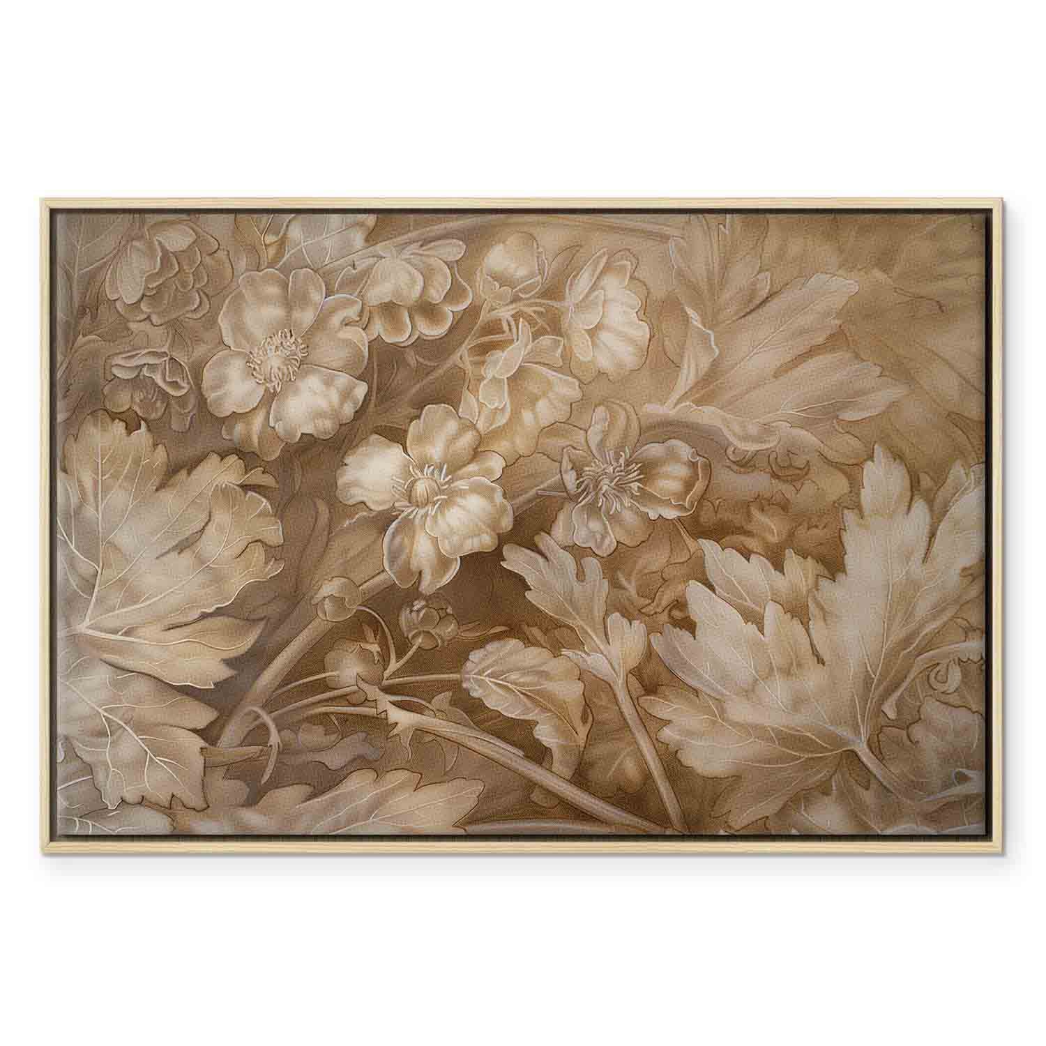 Sepia Baroque Floral Ornament Canvas Print