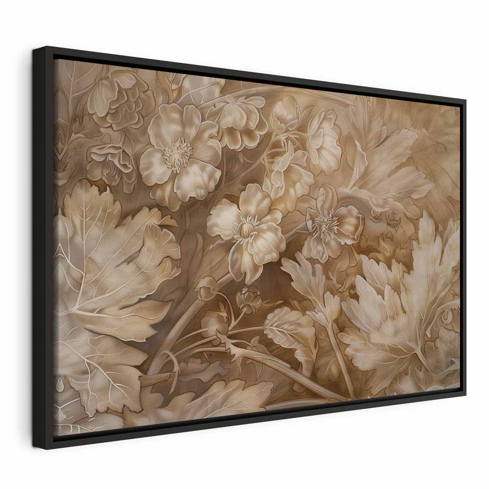 Canvas Print - Floral Ornaments in Sepia Brown Shades