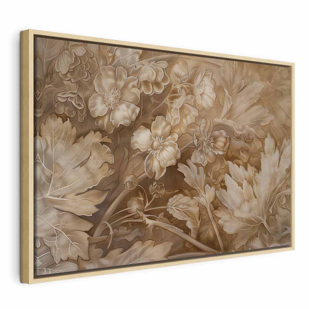 Canvas Print - Floral Ornaments in Sepia Brown Shades