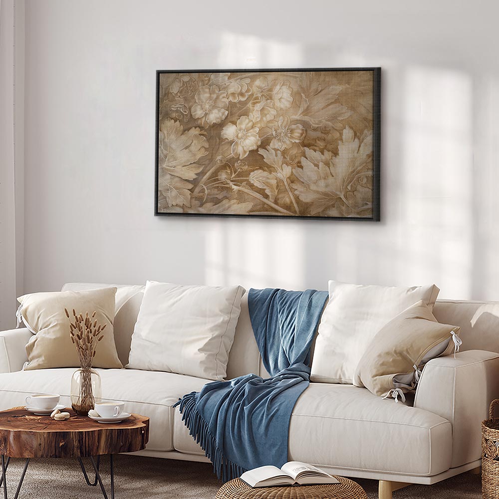 Canvas Print - Floral Ornaments in Sepia Brown Shades