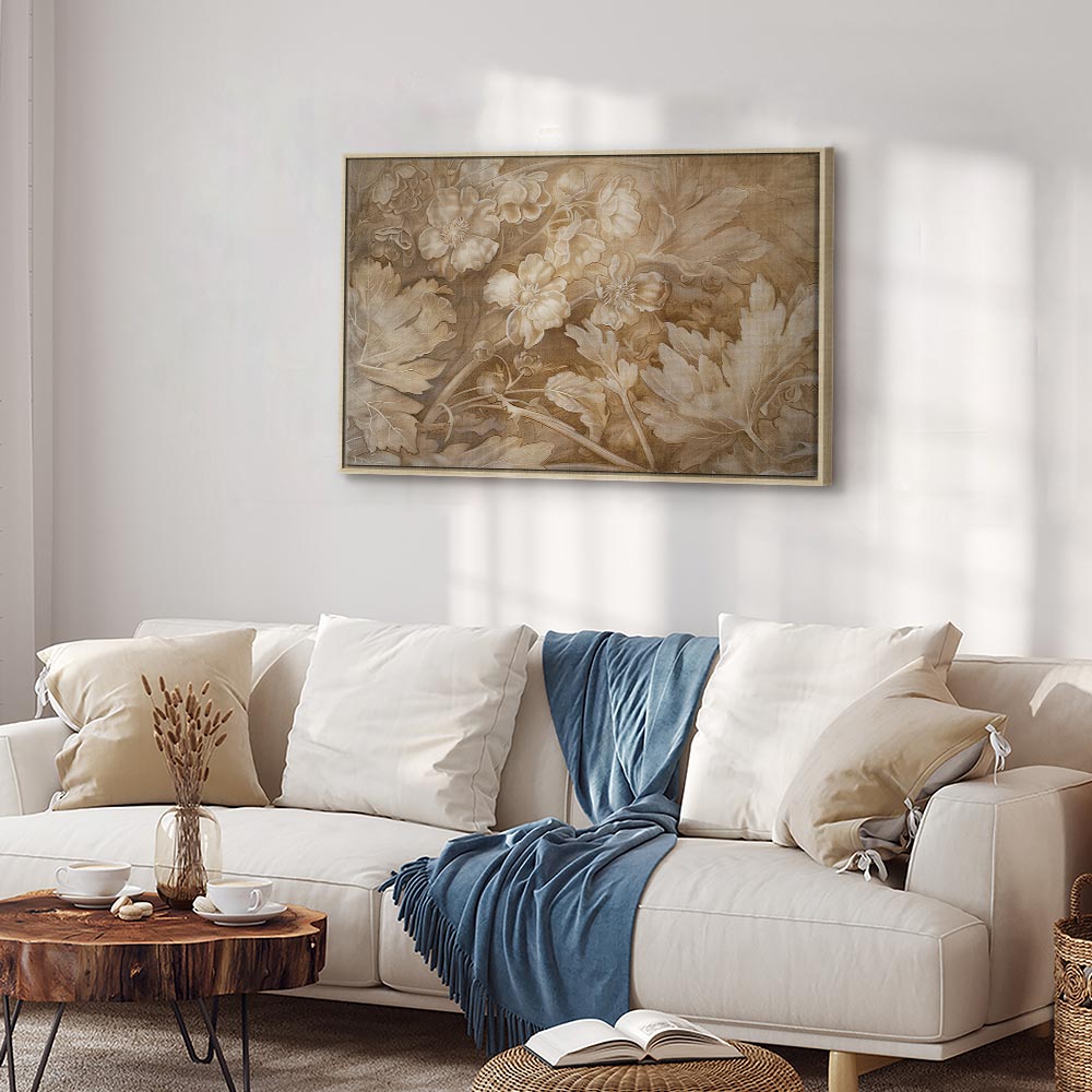 Canvas Print - Floral Ornaments in Sepia Brown Shades