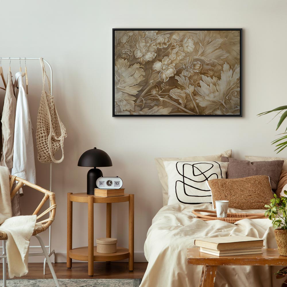 Canvas Print - Floral Ornaments in Sepia Brown Shades