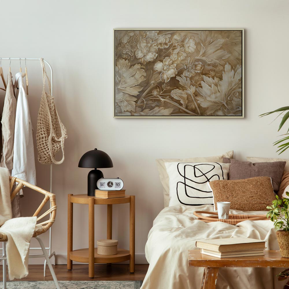 Canvas Print - Floral Ornaments in Sepia Brown Shades