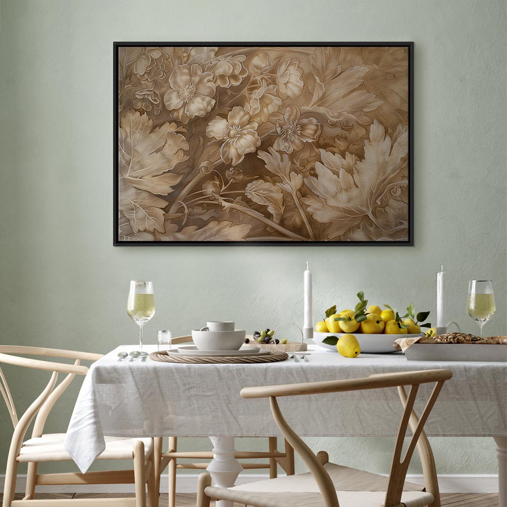 Canvas Print - Floral Ornaments in Sepia Brown Shades