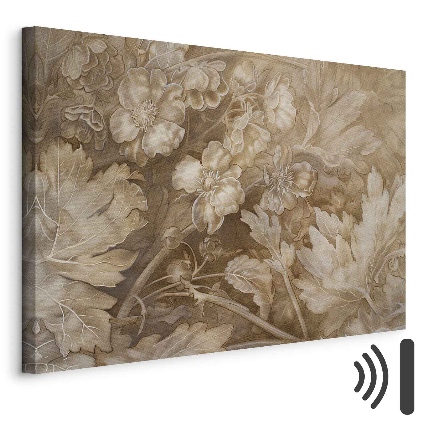 Sepia Baroque Floral Ornament Canvas Print