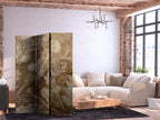 Room Divider with Carved Floral Ornaments in Sepia and Brown Tones