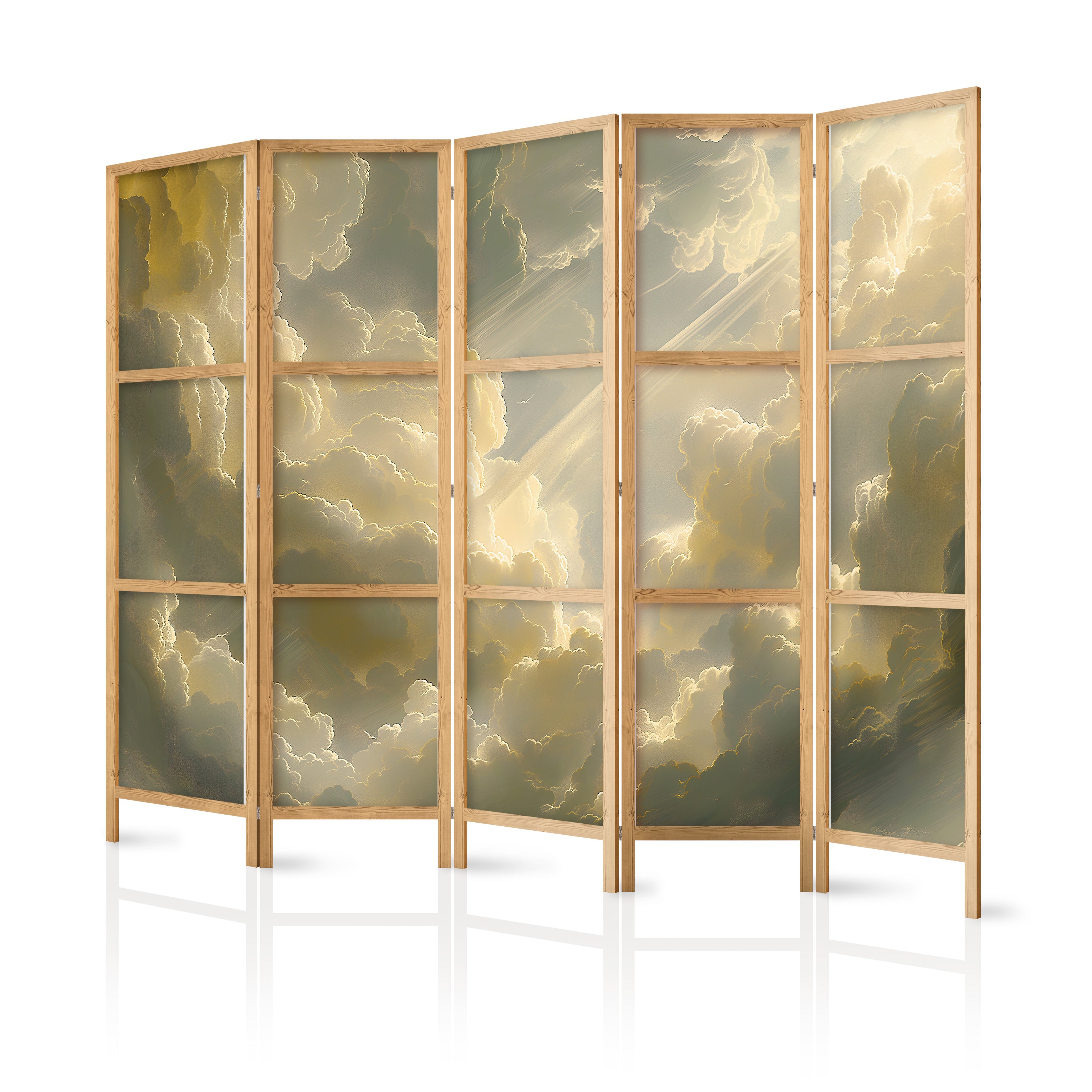 Japanese Room Divider - Enchanting Colors Against a Cloud Backdrop