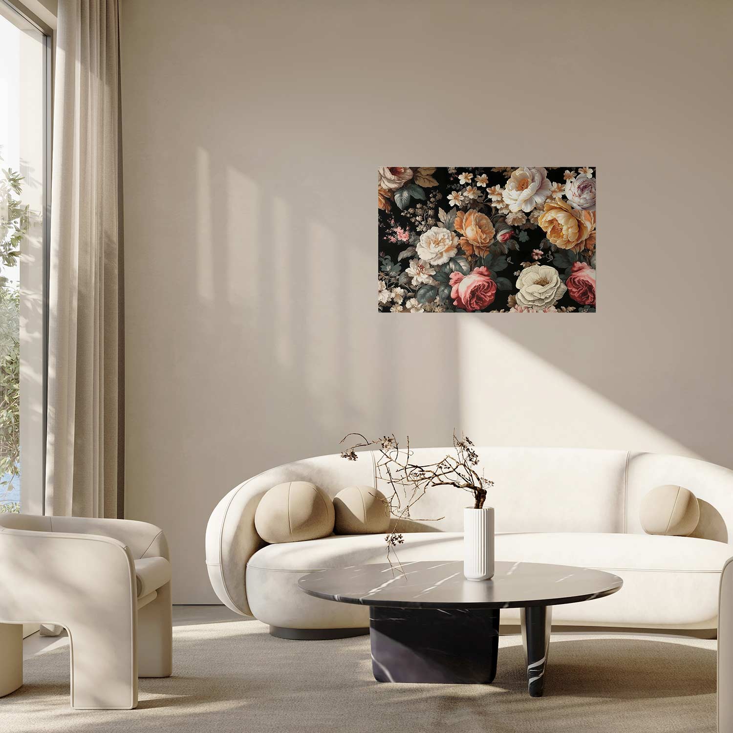 Colorful Flowers on Black Background Floral Poster