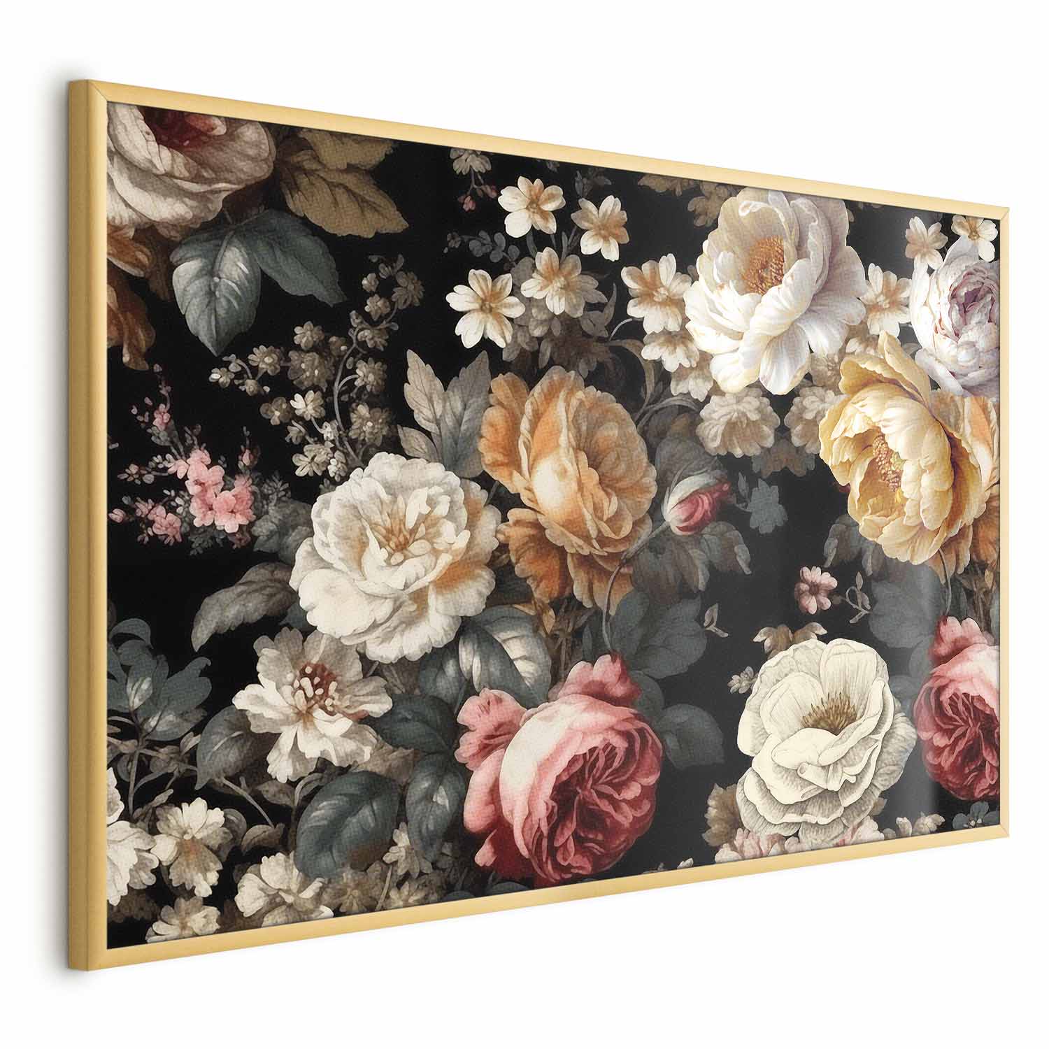 Colorful Flowers on Black Background Floral Poster