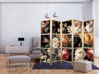 Floral Japanese Room Divider - 5-Panel Screen