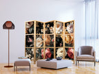 Floral Japanese Room Divider - 5-Panel Screen