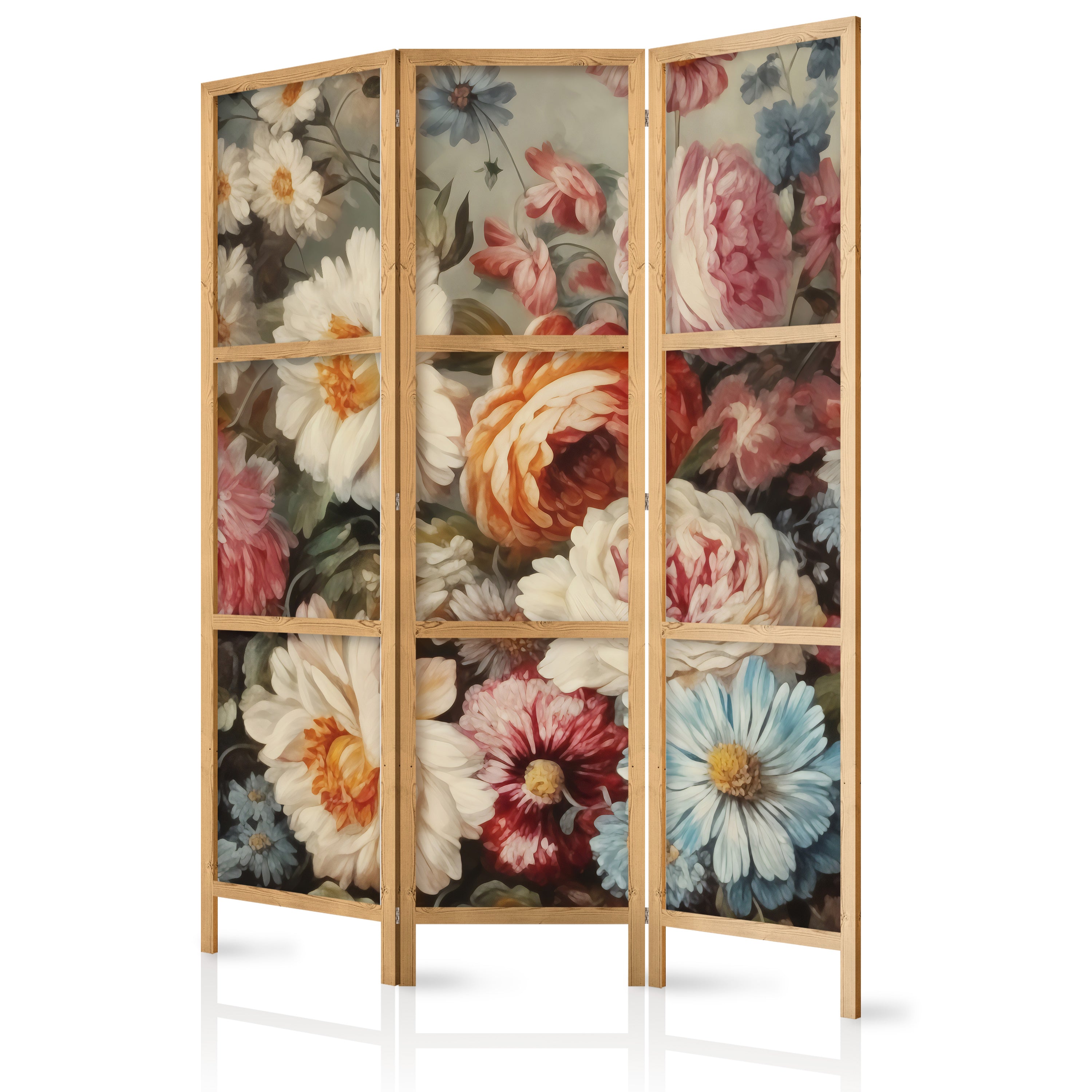 Japanese Room Divider with Floral Pastels