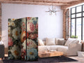 Pastel Garden Flowers Floral 3-Panel Room Divider