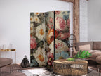 3-Panel Room Divider with Floral Pastels