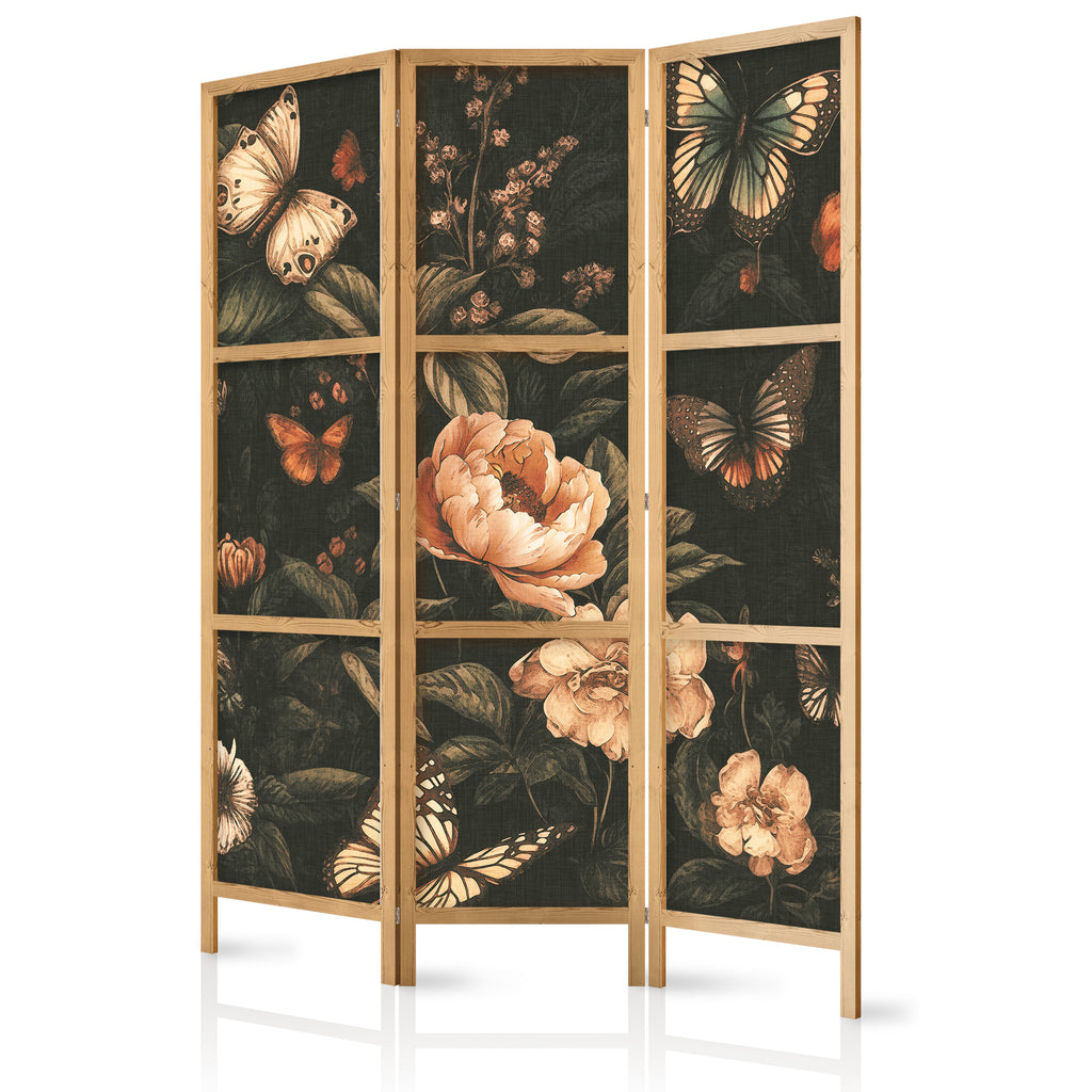Japanese Room Divider - Floral Garden with Butterflies