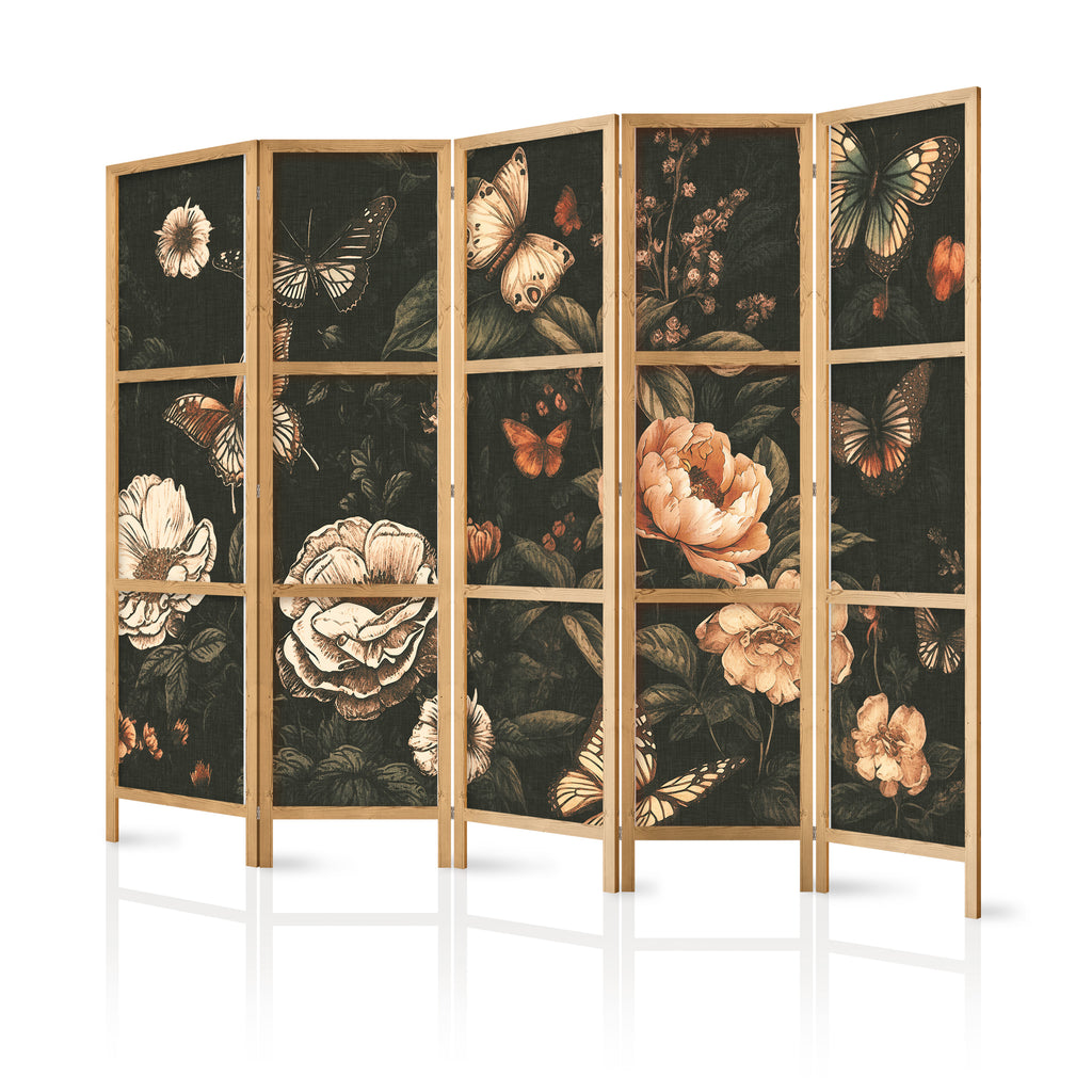 Japanese Room Divider - 5-Panel Flowers Garden