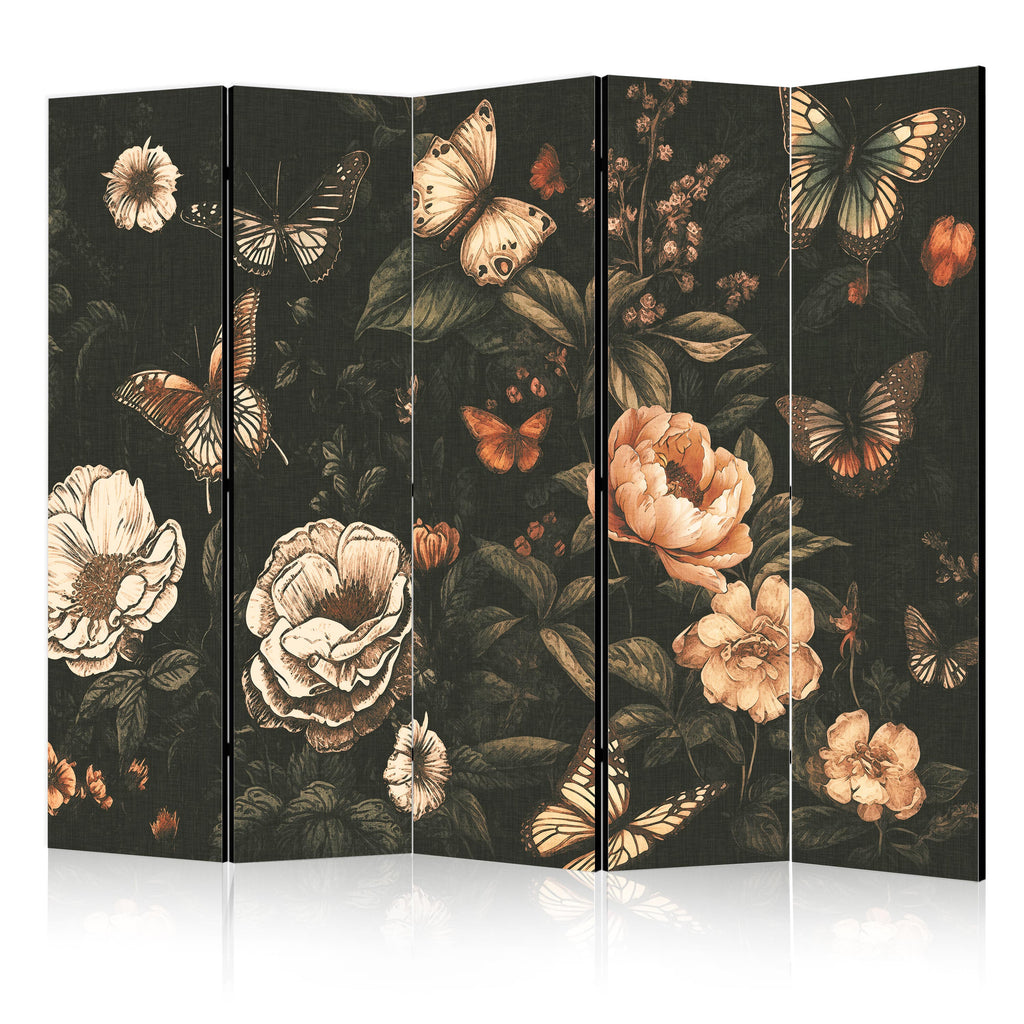 Room Divider Mysterious Garden Butterflies Over Flowers