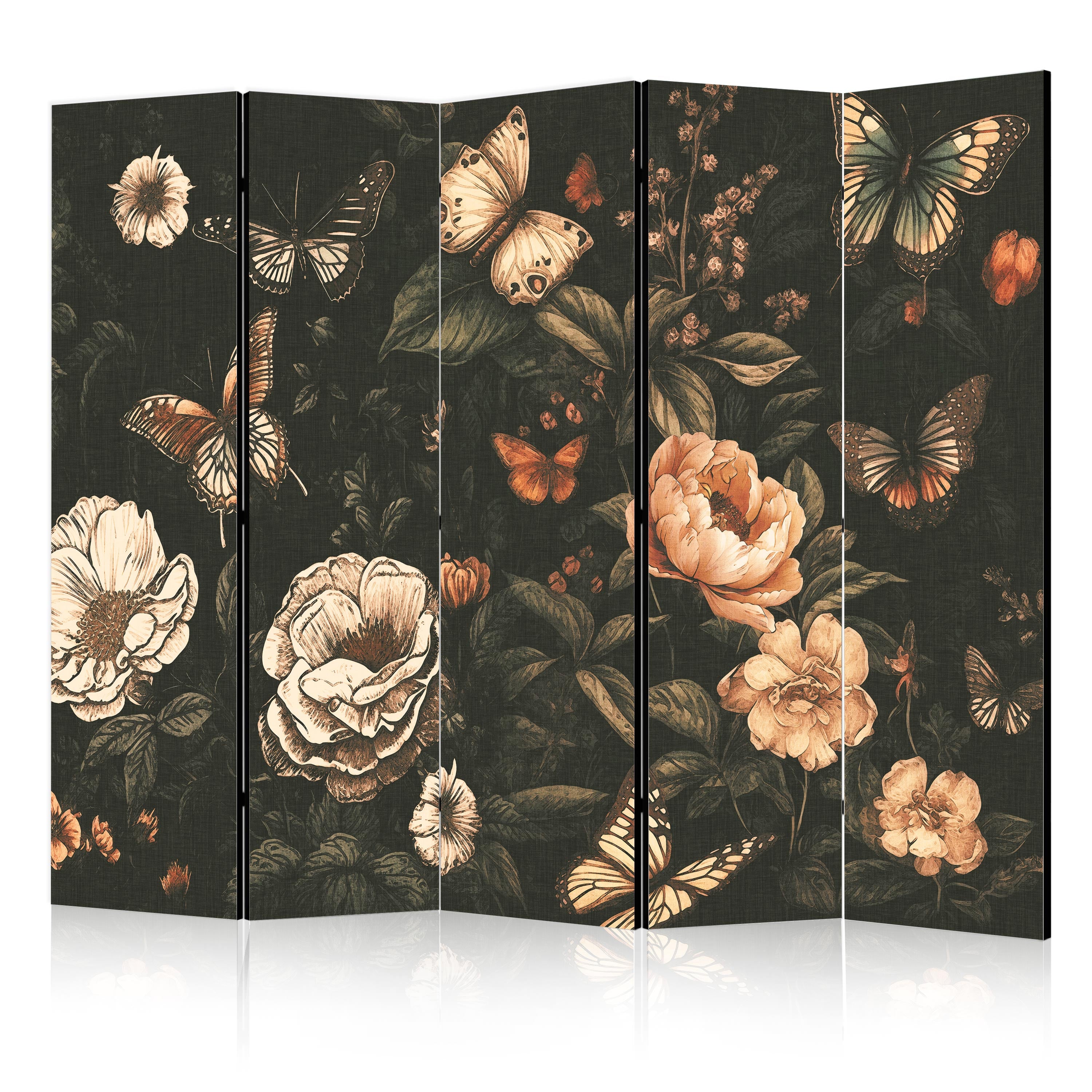 Room Divider Mysterious Garden Butterflies Over Flowers