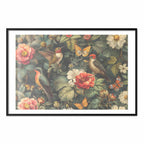 Vintage Flowers Birds and Butterflies Poster