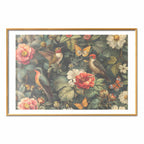 Vintage Flowers Birds and Butterflies Poster