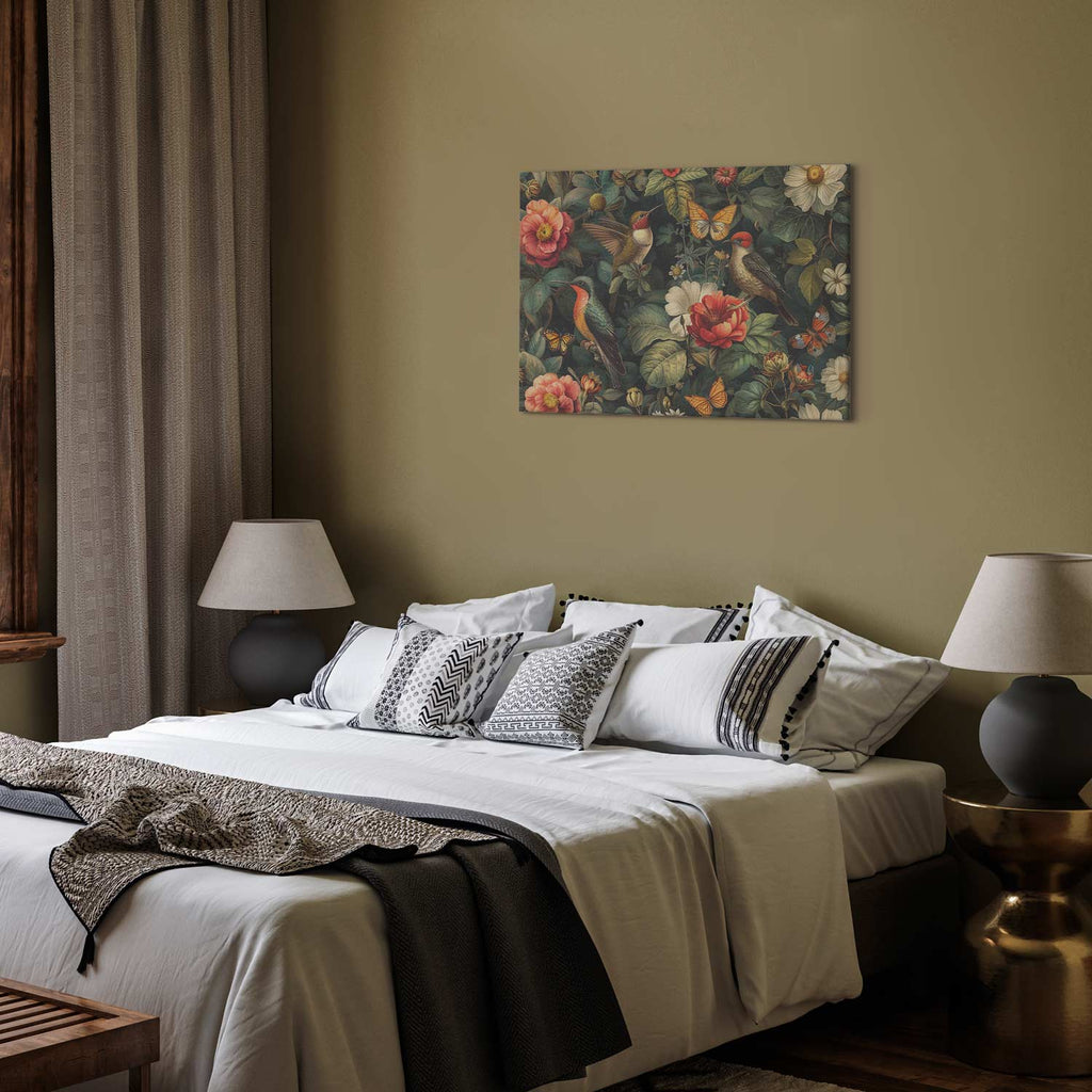 Vintage Flowers Birds and Butterflies Canvas Print