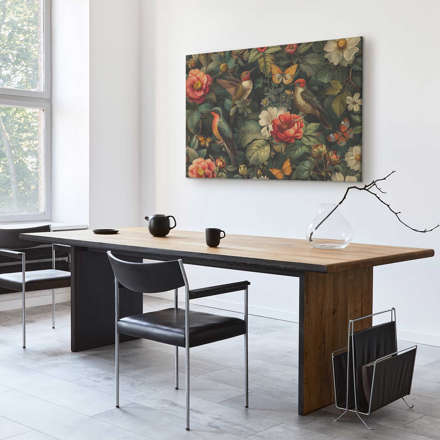 Vintage Flowers Birds and Butterflies Canvas Print