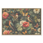 Vintage Flowers Birds and Butterflies Canvas Print