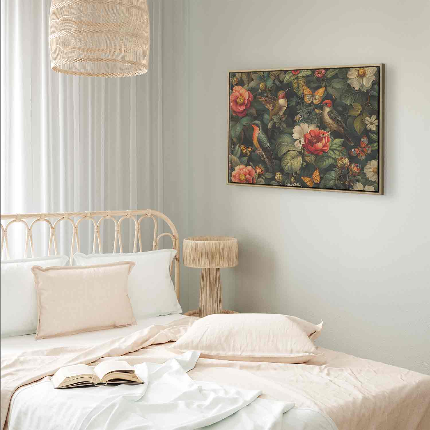 Vintage Flowers Birds and Butterflies Canvas Print