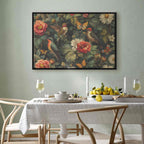 Vintage Flowers Birds and Butterflies Canvas Print